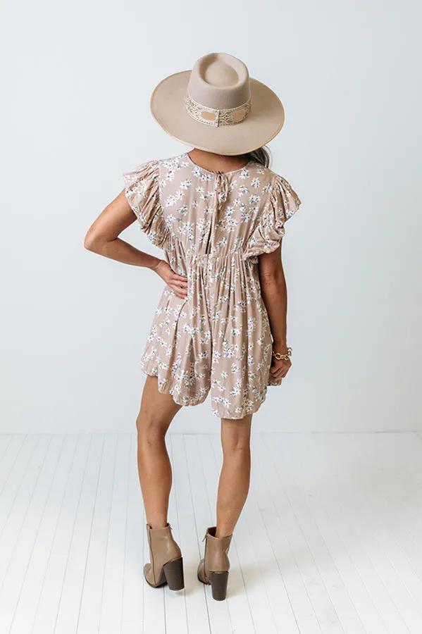 Love On a Loop Floral Romper In Warm Taupe