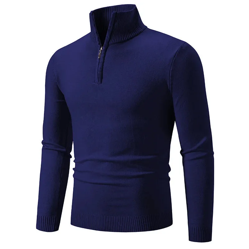 Men's Casual Slim Fit Quarter Zip Jumper with Elastic Collar | Ideal for Autumn/Winter