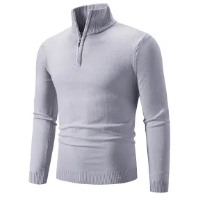 Men's Casual Slim Fit Quarter Zip Jumper with Elastic Collar | Ideal for Autumn/Winter
