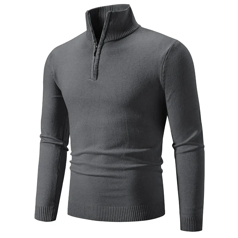 Men's Casual Slim Fit Quarter Zip Jumper with Elastic Collar | Ideal for Autumn/Winter