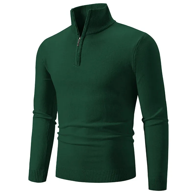 Men's Casual Slim Fit Quarter Zip Jumper with Elastic Collar | Ideal for Autumn/Winter