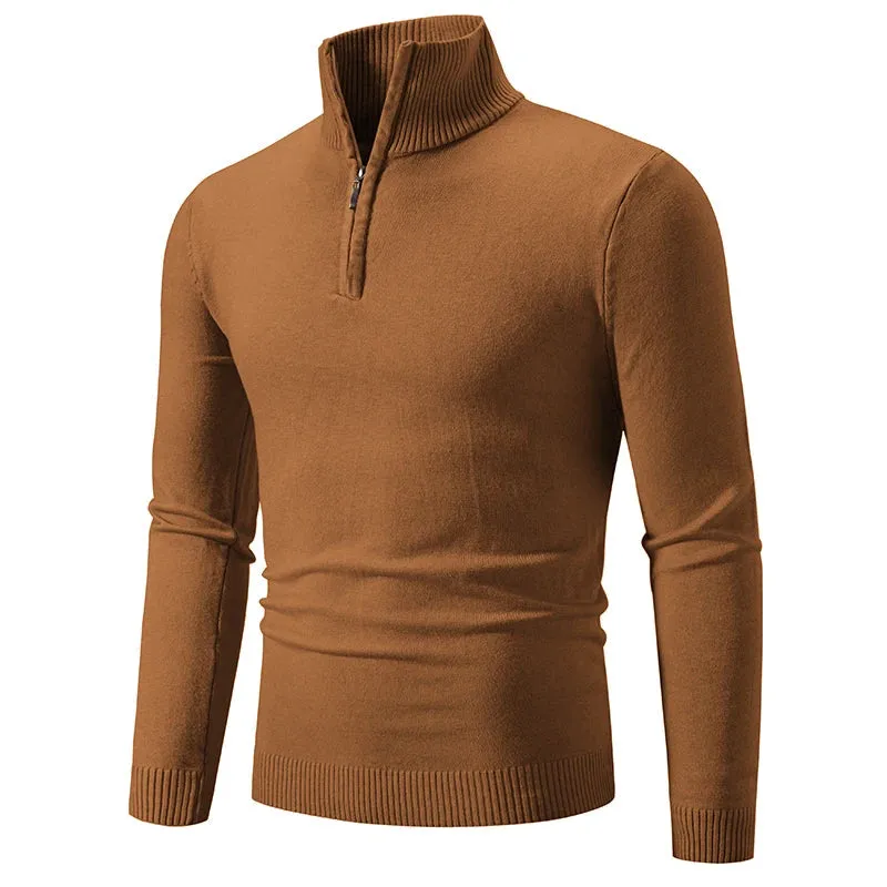 Men's Casual Slim Fit Quarter Zip Jumper with Elastic Collar | Ideal for Autumn/Winter