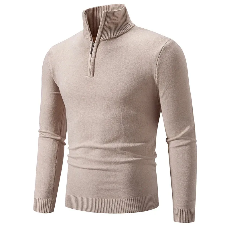 Men's Casual Slim Fit Quarter Zip Jumper with Elastic Collar | Ideal for Autumn/Winter