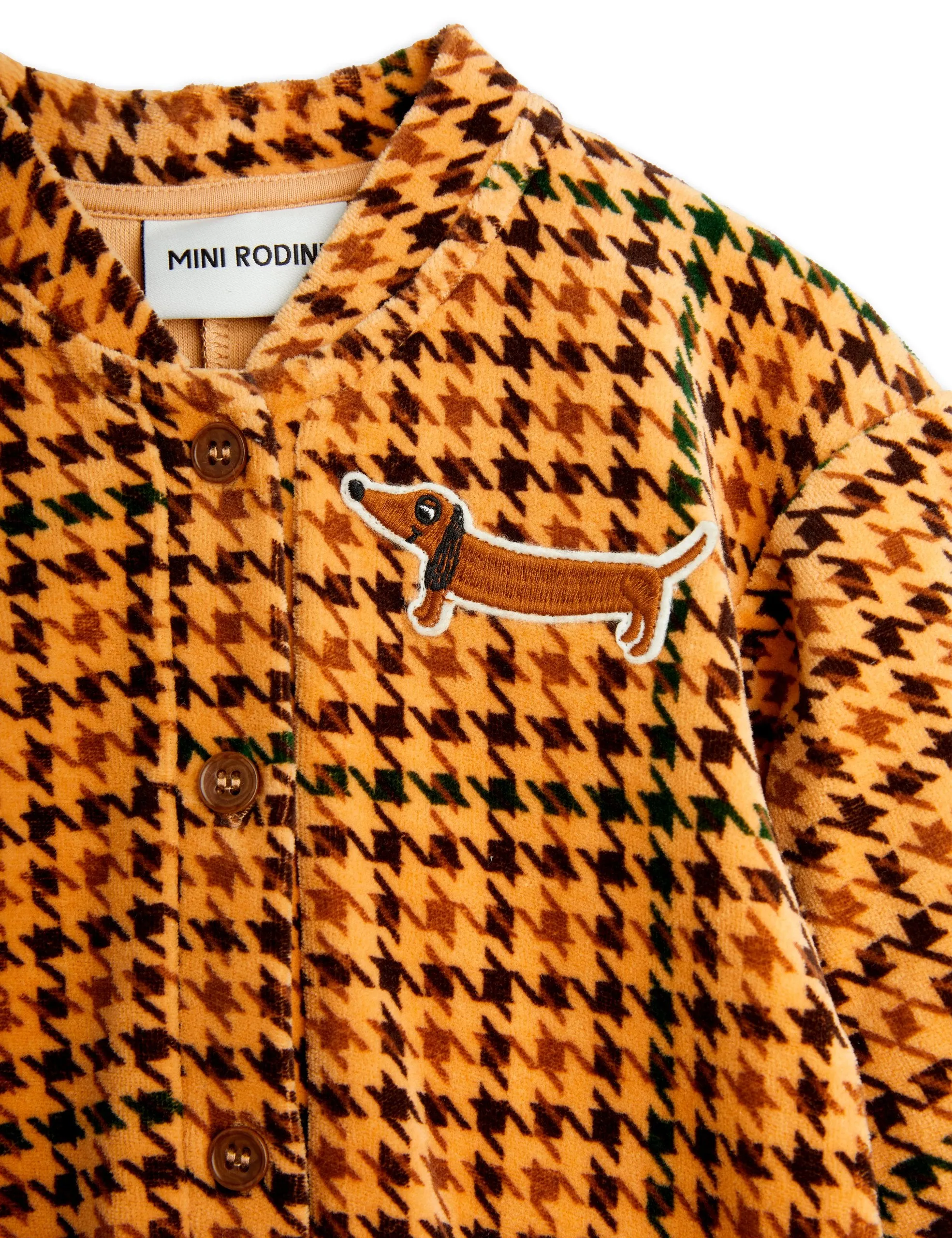 Mini Rodini BABY | Dog houndstooth aop velour jumpsuit