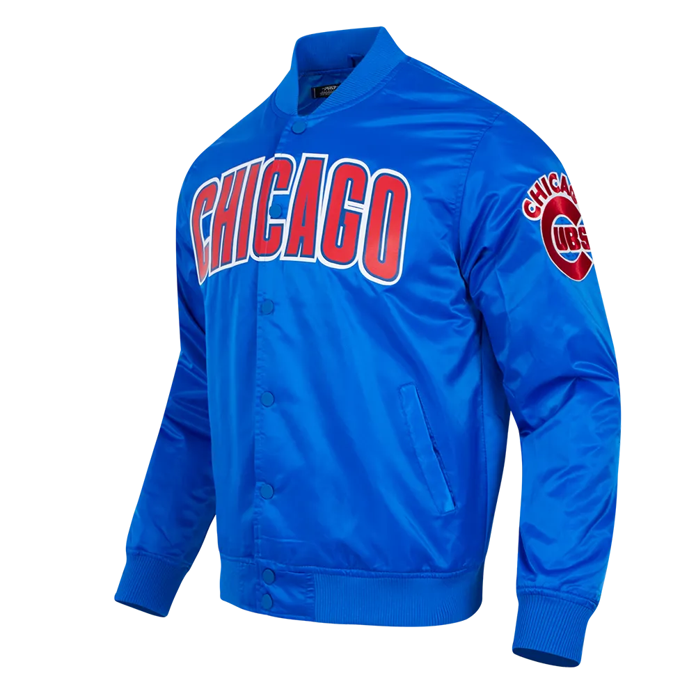 MLB CHICAGO CUBS BIG LOGO MEN'S SATIN JACKET (ROYAL BLUE)