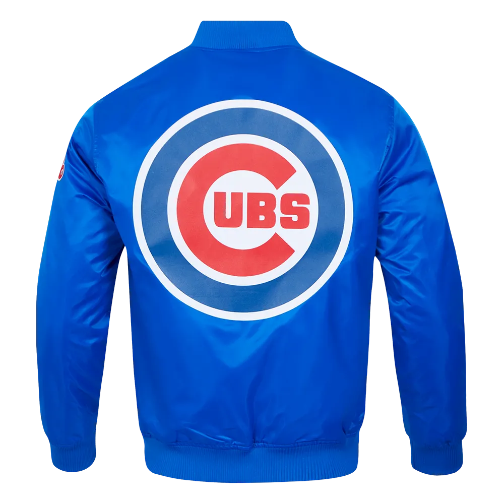 MLB CHICAGO CUBS BIG LOGO MEN'S SATIN JACKET (ROYAL BLUE)