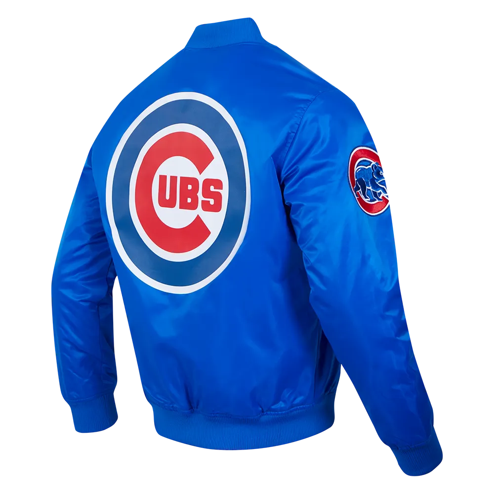 MLB CHICAGO CUBS BIG LOGO MEN'S SATIN JACKET (ROYAL BLUE)