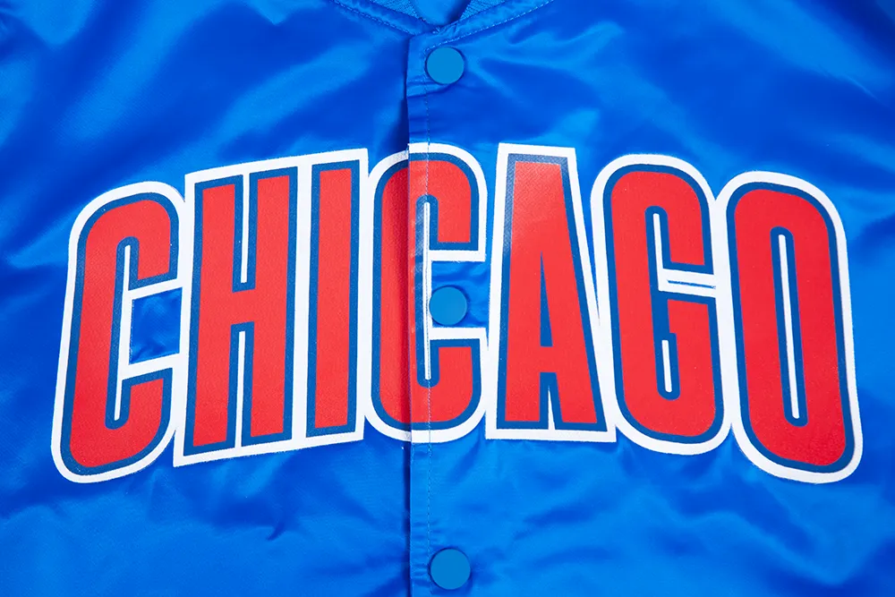 MLB CHICAGO CUBS BIG LOGO MEN'S SATIN JACKET (ROYAL BLUE)