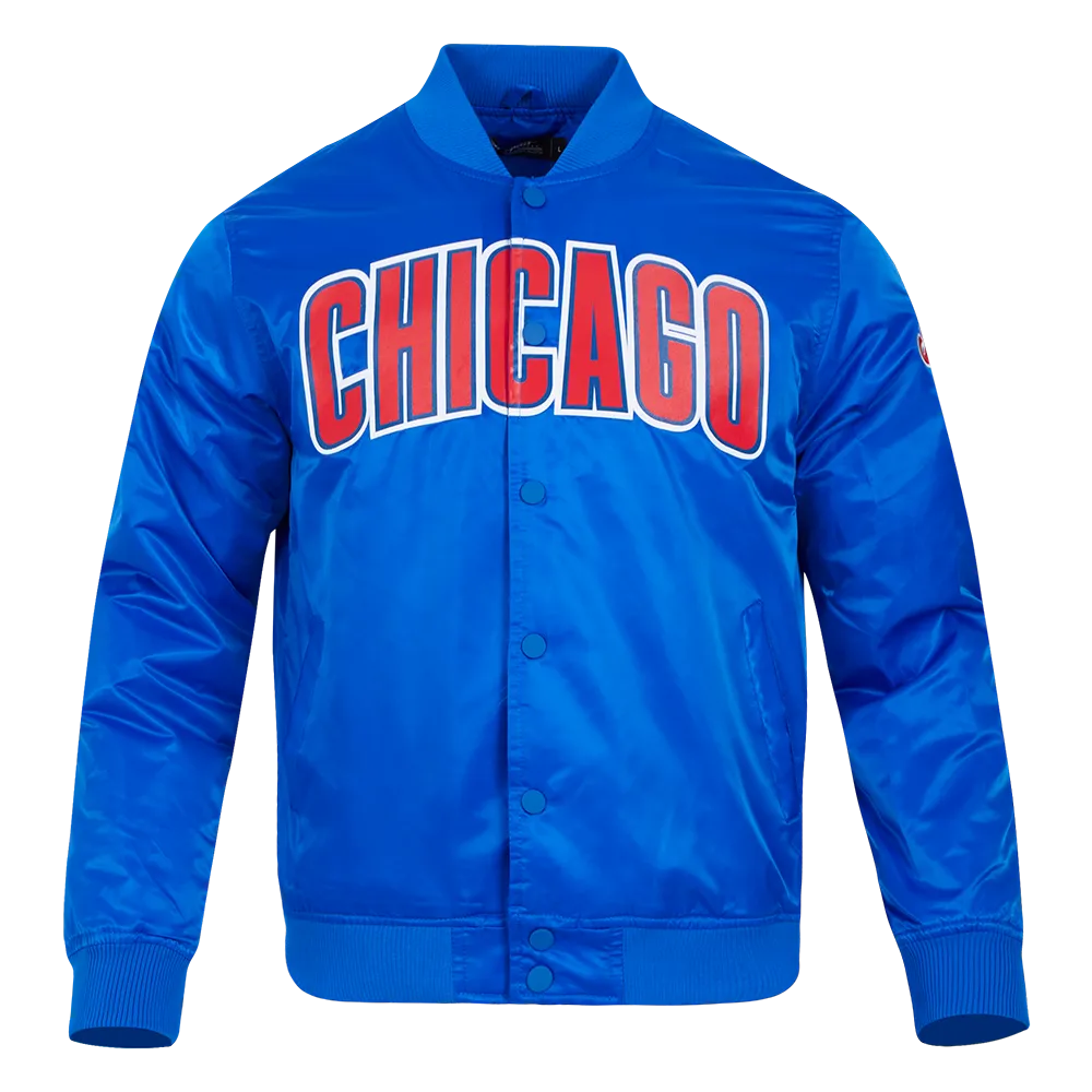 MLB CHICAGO CUBS BIG LOGO MEN'S SATIN JACKET (ROYAL BLUE)