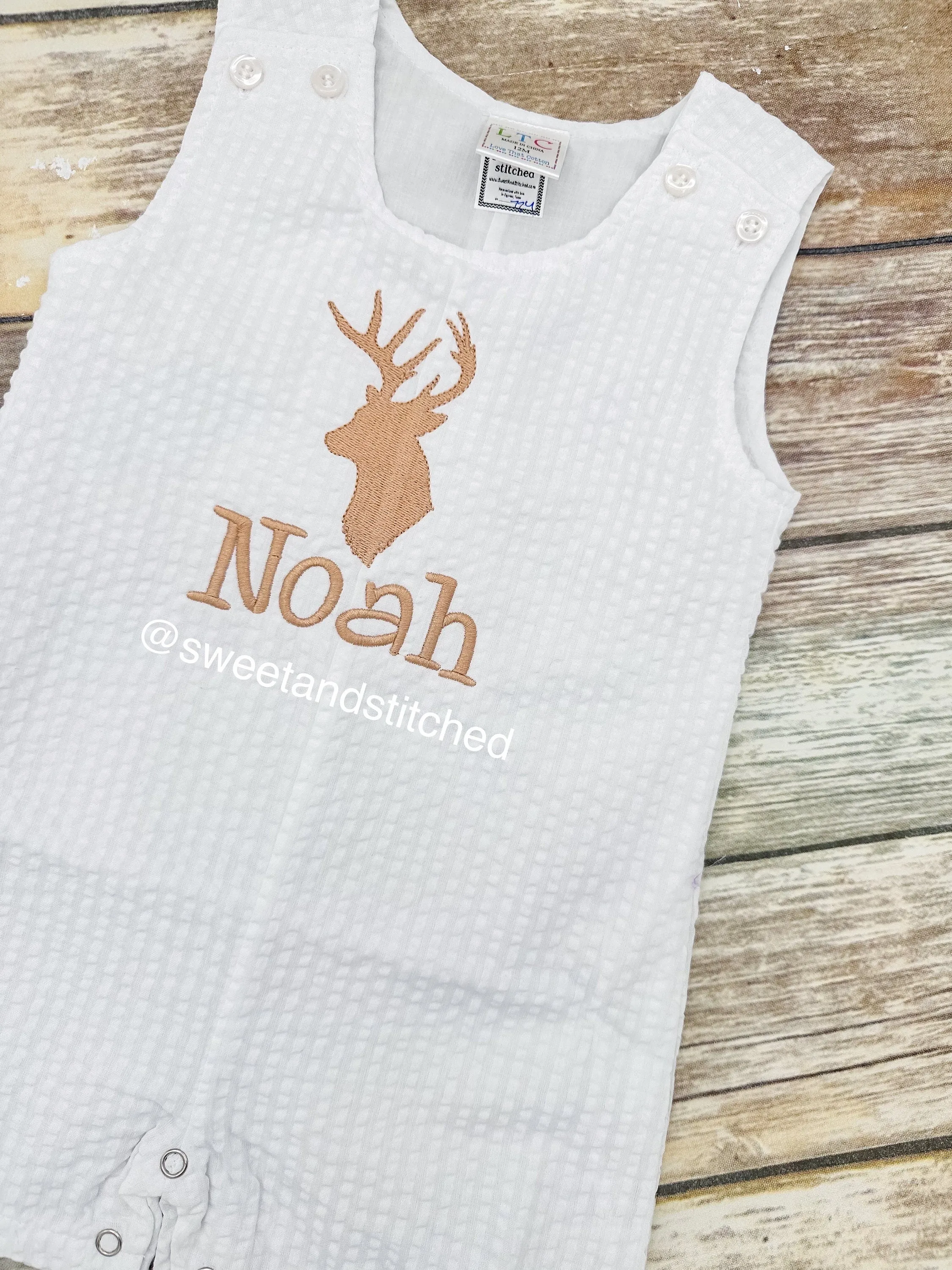 Monogrammed Boys Jon Jon with huntin design, Baby boy buckhead outfit, Personalized Baby boy hunting outfit, deer, daddy's hunting buddy