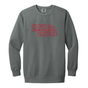 Nebraska State Shapes Garment-Dyed Crewneck - Grey
