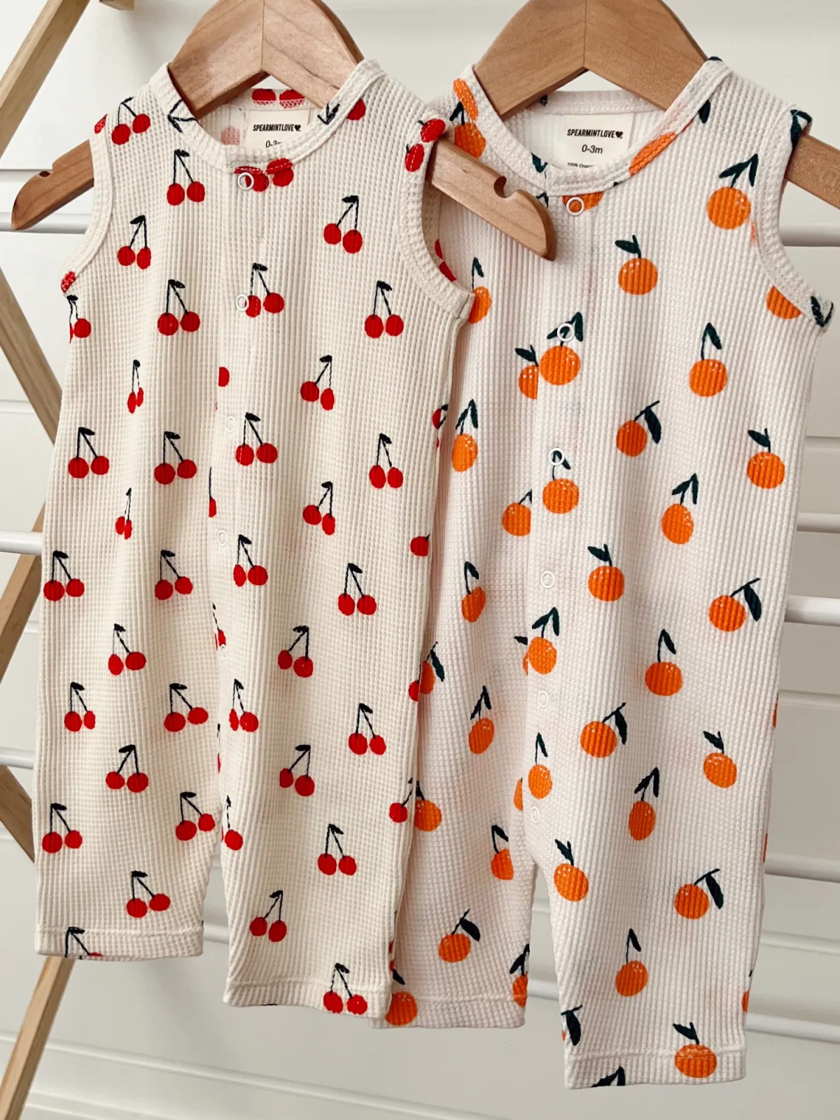 Organic Waffle Easy Romper, Oranges