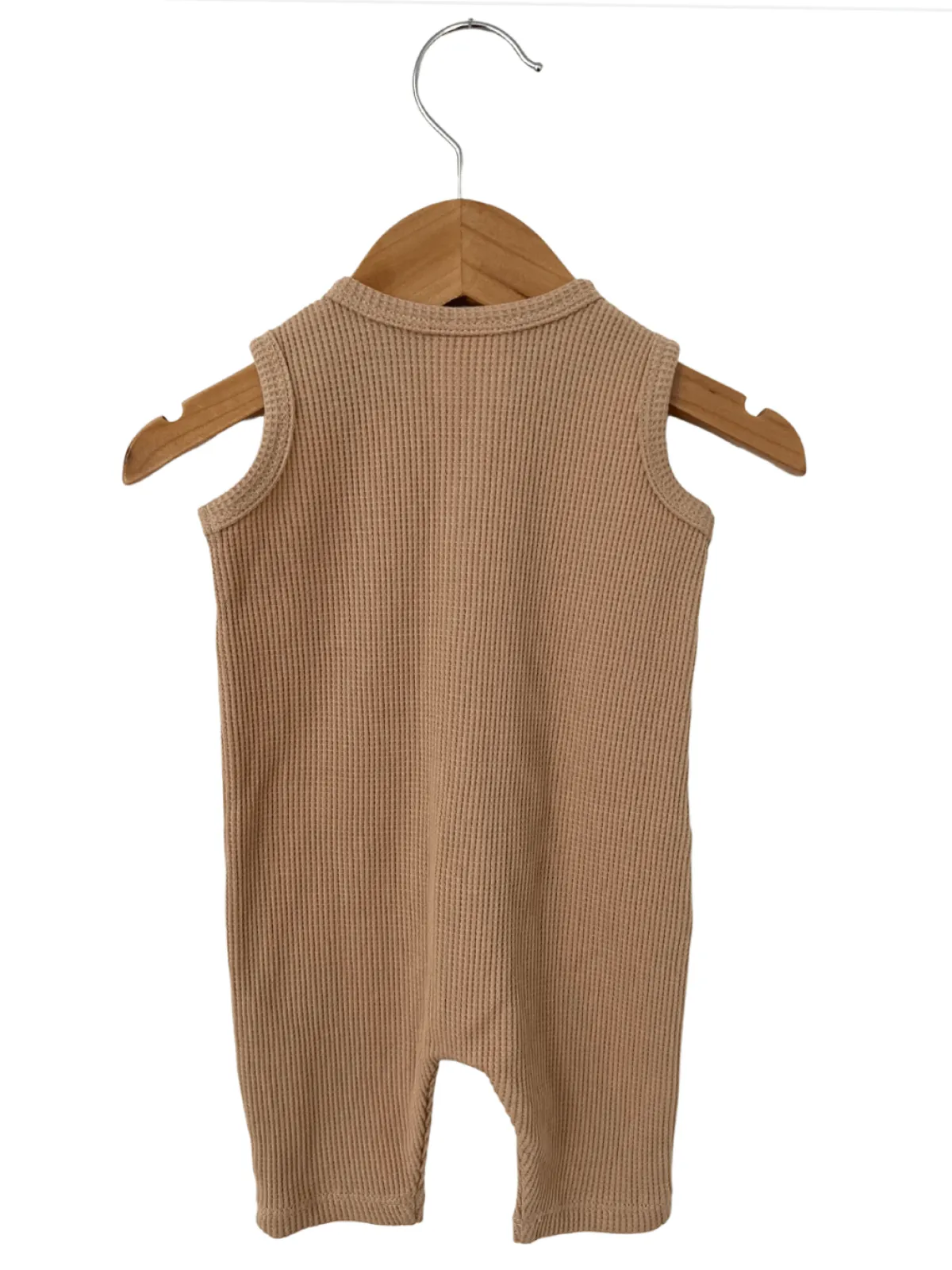 Organic Waffle Easy Romper, Tan