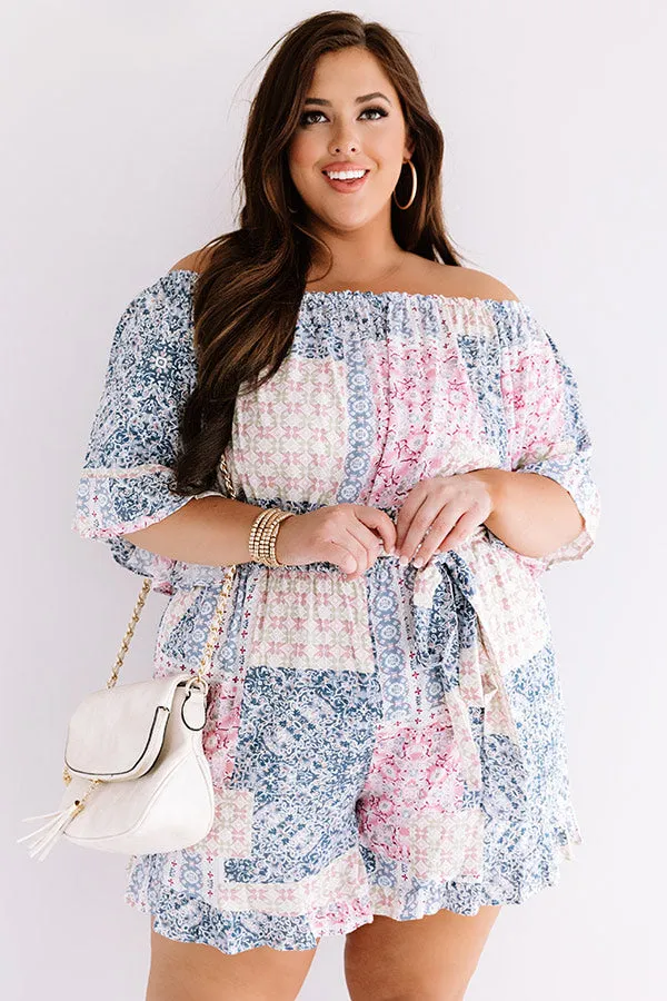 Pompeii Please Off Shoulder Romper In Pink Curves