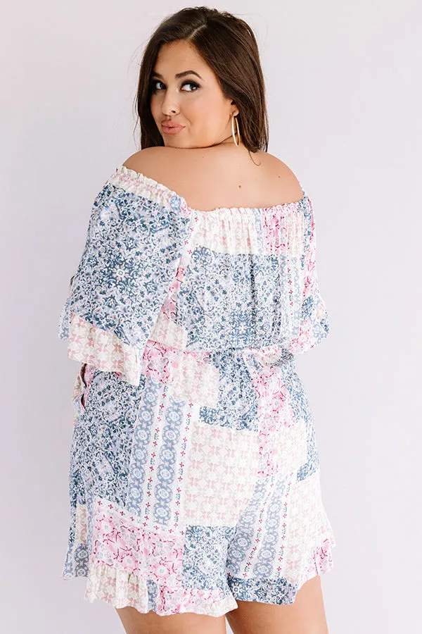 Pompeii Please Off Shoulder Romper In Pink Curves