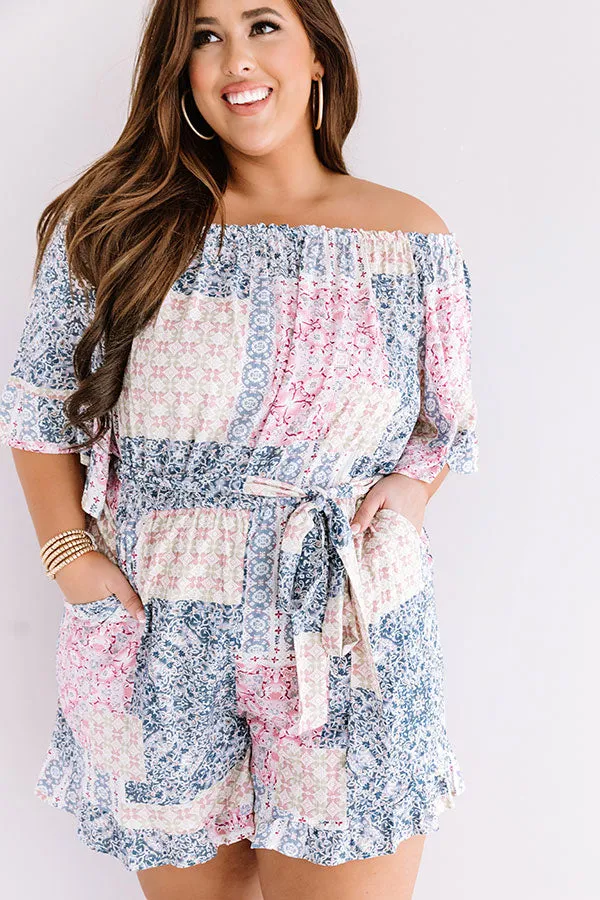 Pompeii Please Off Shoulder Romper In Pink Curves