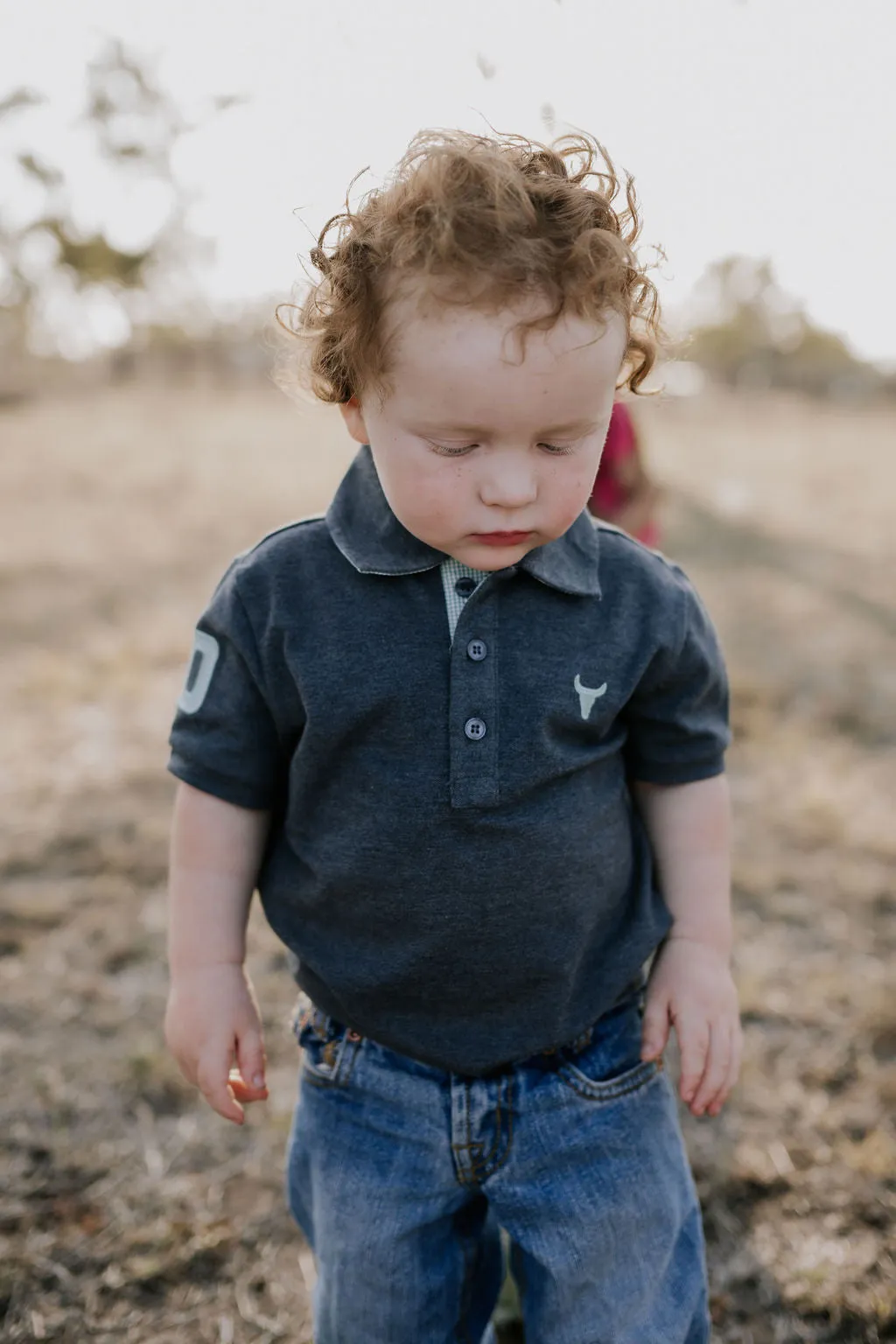 "Benny Baby" Grey Baby Polo Romper