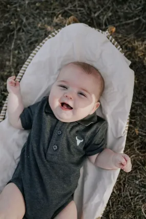 "Benny Baby" Grey Baby Polo Romper