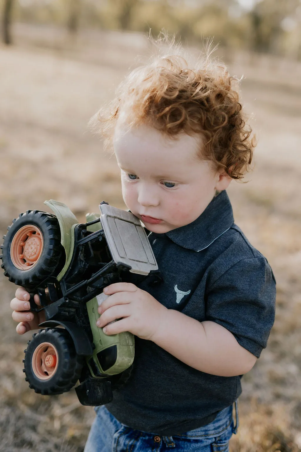 "Benny Baby" Grey Baby Polo Romper