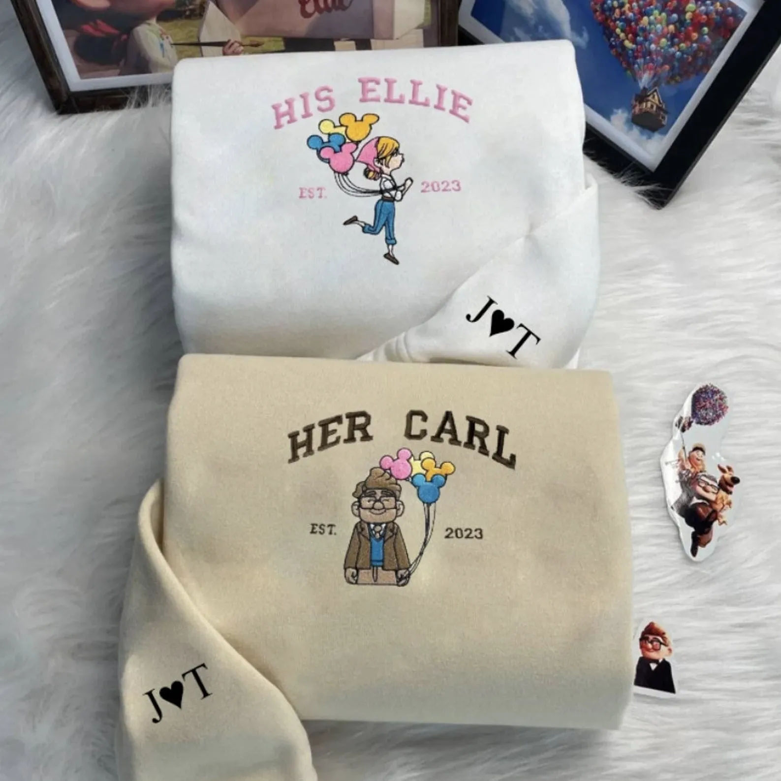 "His Ellie And Her Carl"Couple Sweatshirts - Personalized Matching Hoodies For Couples