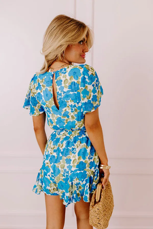 Sassy And Sweet Floral Romper In Royal Blue