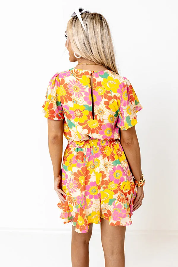 Sassy And Sweet Floral Romper in Tangerine