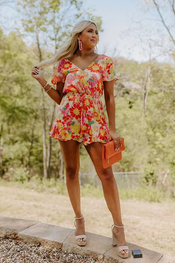 Sassy And Sweet Floral Romper in Tangerine