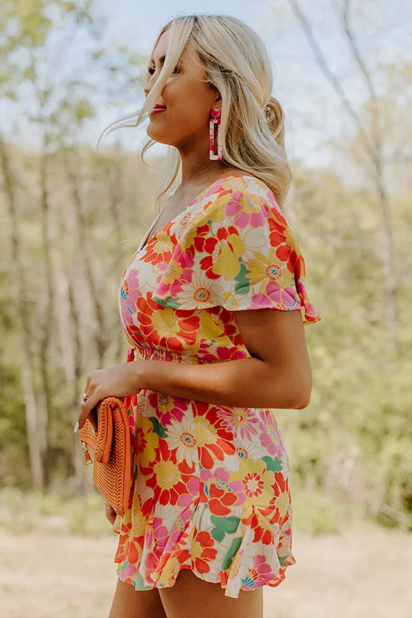 Sassy And Sweet Floral Romper in Tangerine
