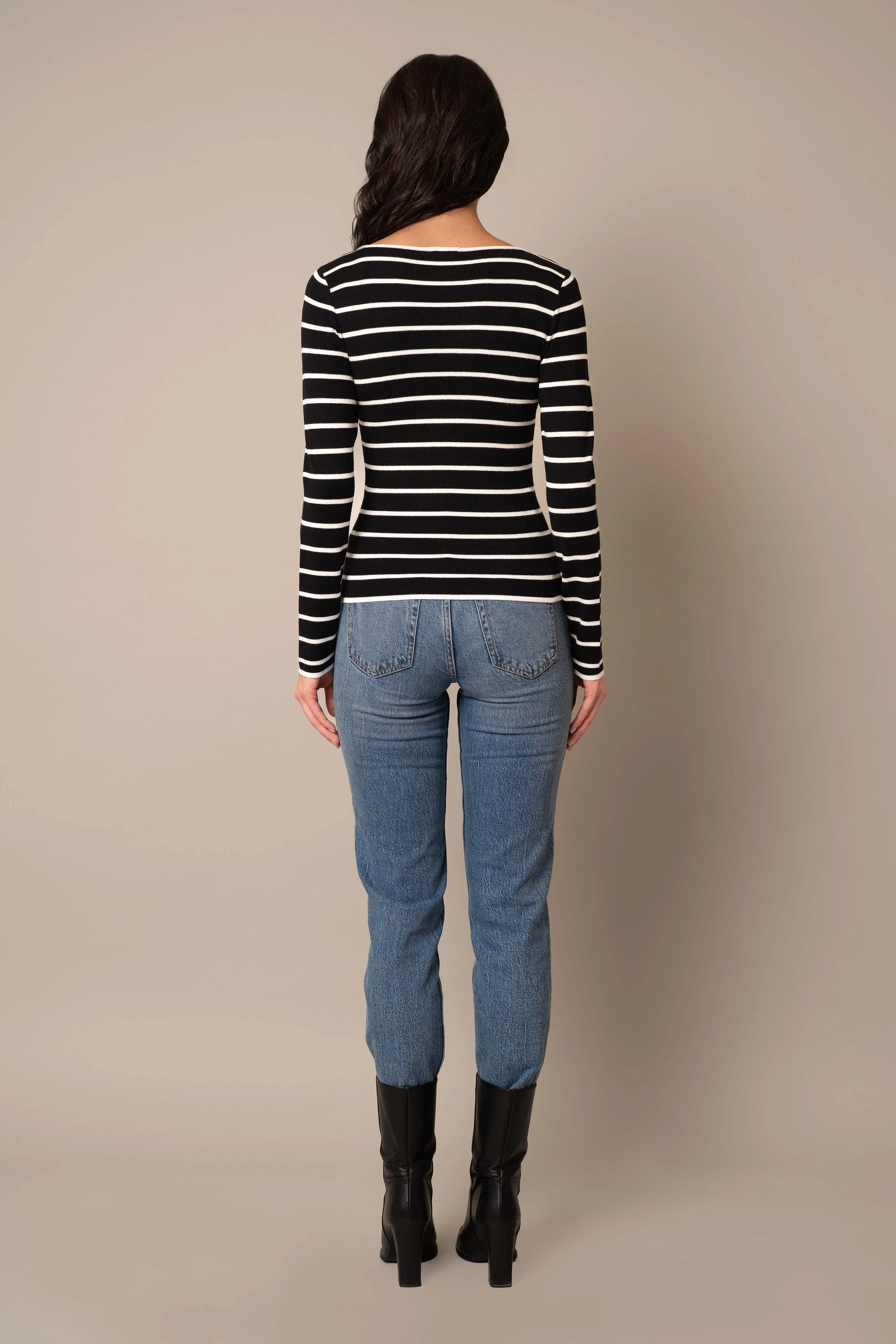 Scoop Neck Striped Pullover