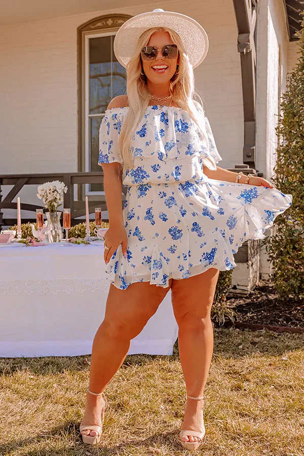 Seas The Moment Floral Romper in Blue Curves