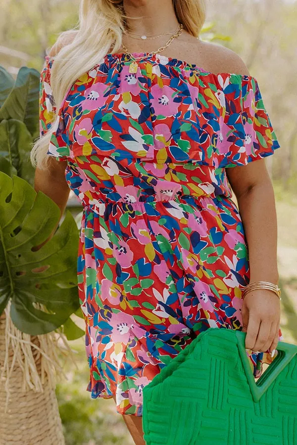 Seas The Moment Floral Romper In Red Curves