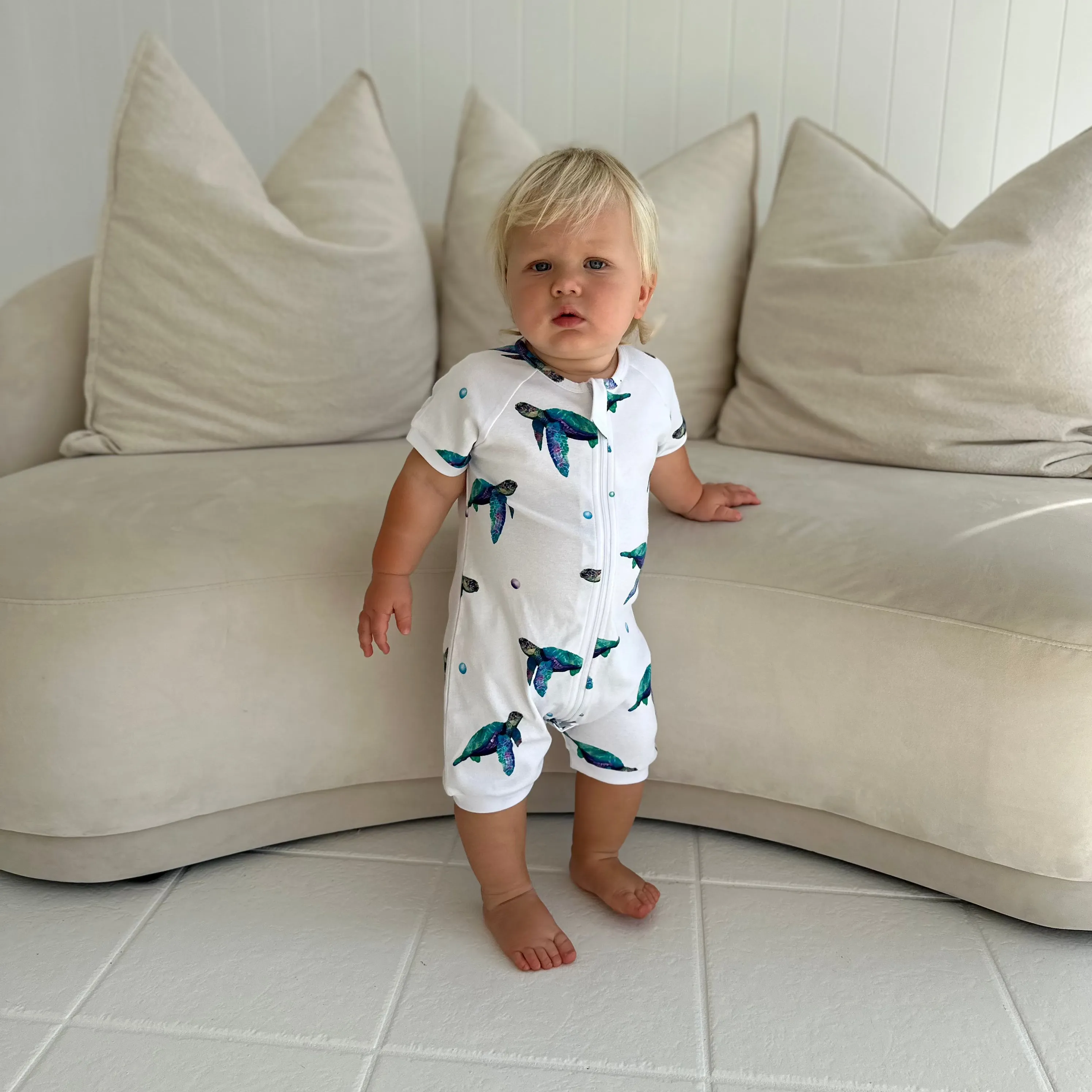Short Romper - Sea Turtle