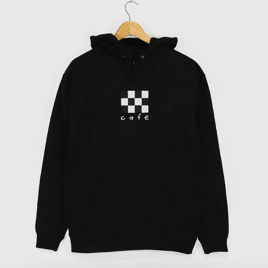 Skateboard Cafe - Checkerboard Embroidered Pullover Hooded Sweatshirt - Black