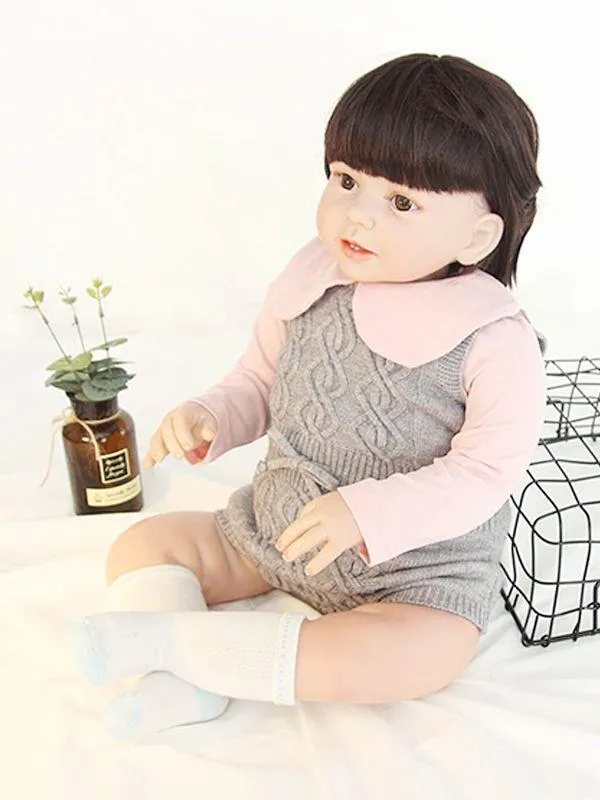 Solid Color Woolen Yarn Baby Onesies Cute Knitted Romper Bodysuit