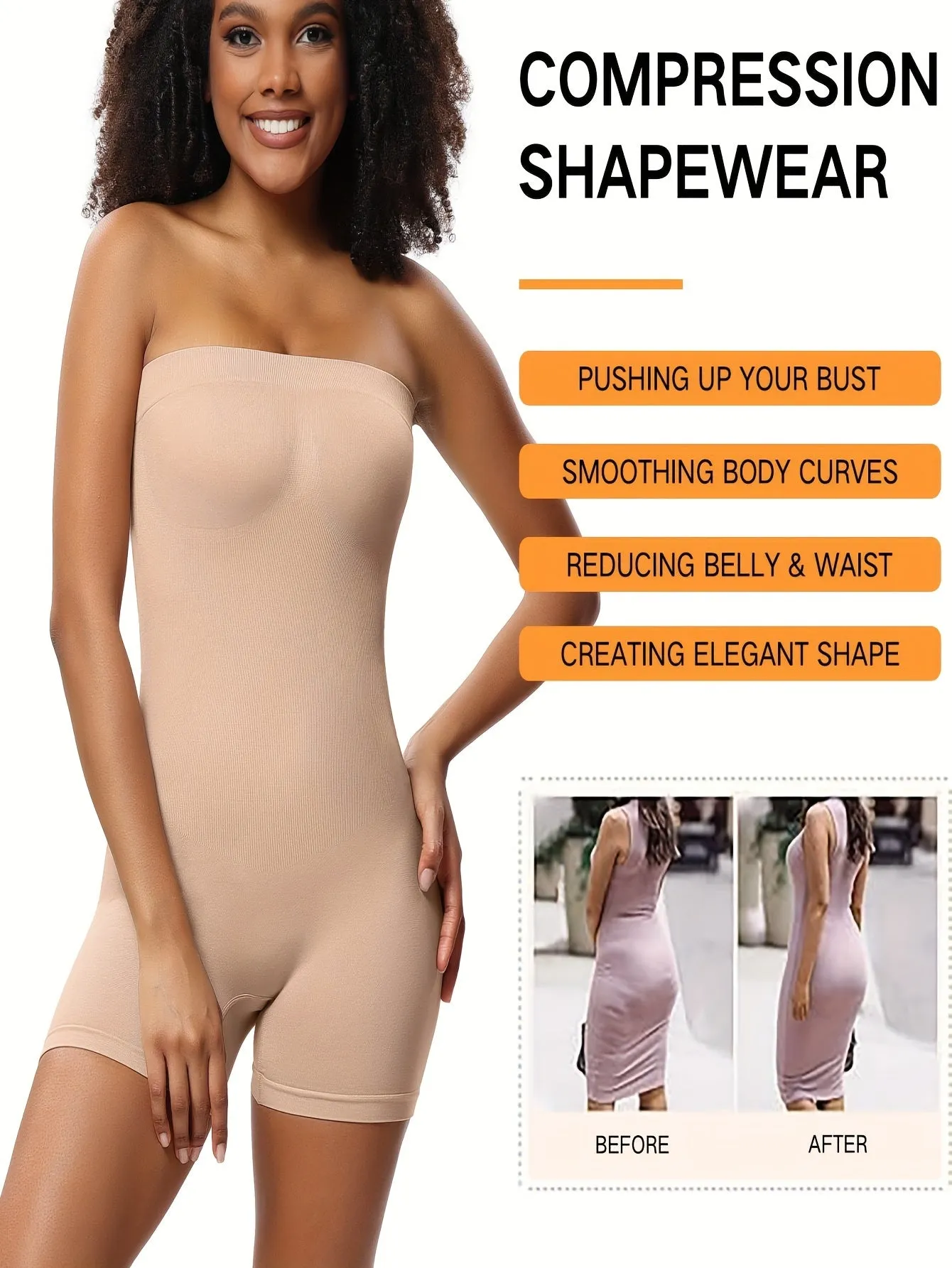 Solid Shapewear Lounge Romper, Tummy Control Butt Lifting Slim Fit Tube Romper, Women's Loungewear