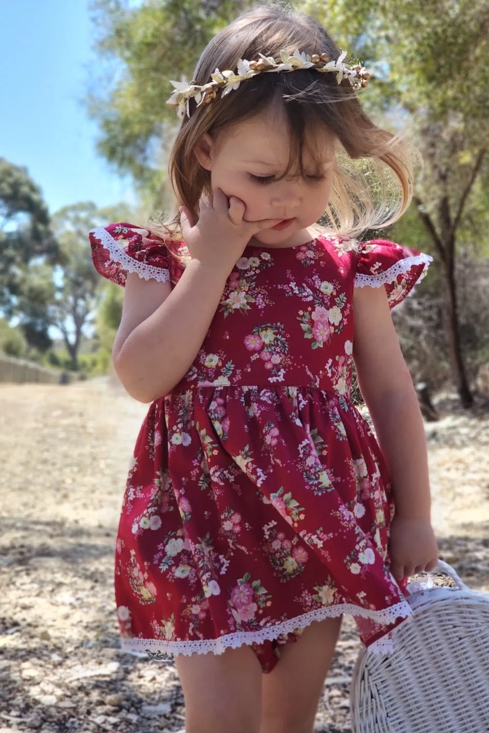 Tea Party Romper Dress - Annette in Red