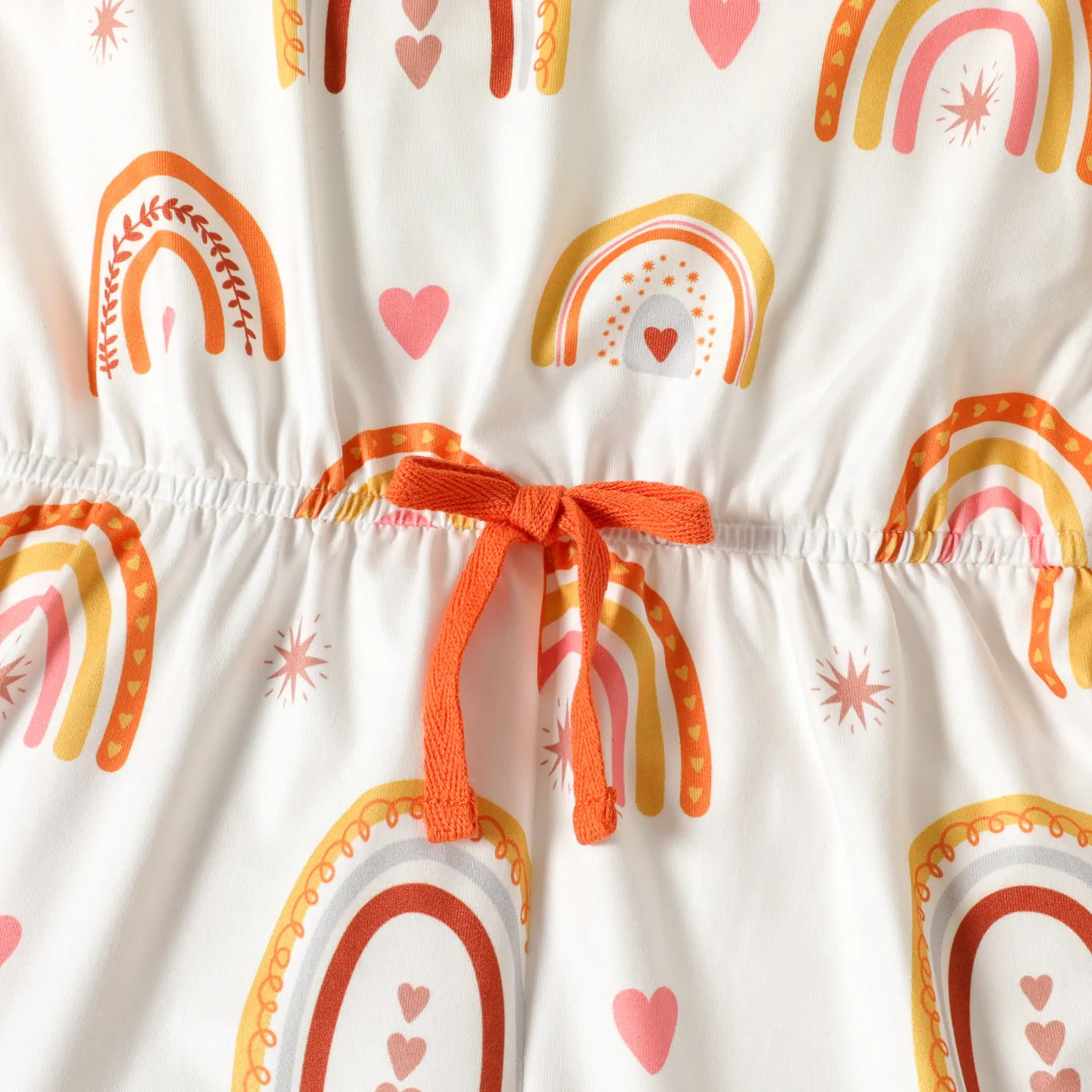 Toddler Girl Rainbow Print Bowknot Design Cami  Romper Jumpsuit Shorts