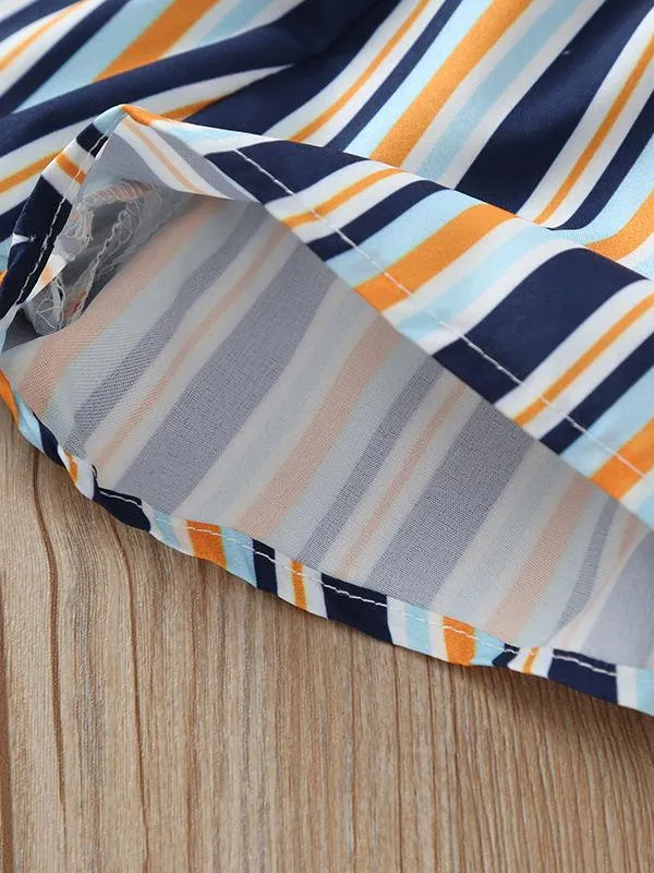 Trendy Baby Little Girl Color-blocking Stripe Shorts