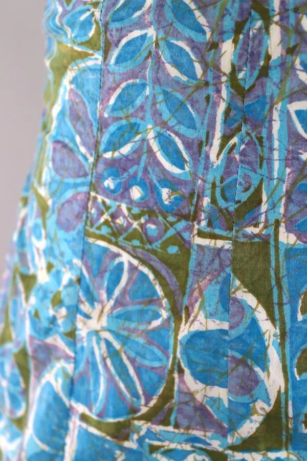 Vintage 1950s Cole Swim Suit / Blue Batik Cotton