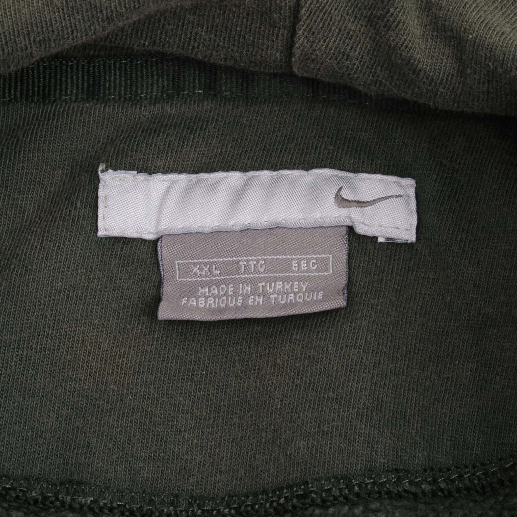 VINTAGE NIKE SWOOSH SPELLOUT GREEN QUARTER ZIP HOODIE SWEATSHIRT 2000S 2XL