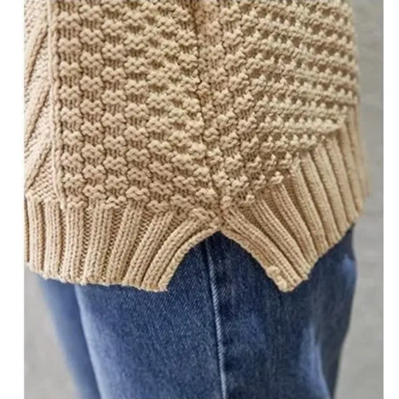 Women's Warm Turtleneck Jumper with Cable Knit Sleeves | Ideal for Autumn/Winter