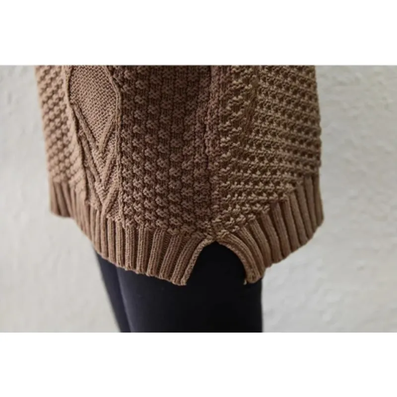 Women's Warm Turtleneck Jumper with Cable Knit Sleeves | Ideal for Autumn/Winter