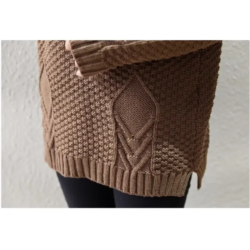 Women's Warm Turtleneck Jumper with Cable Knit Sleeves | Ideal for Autumn/Winter