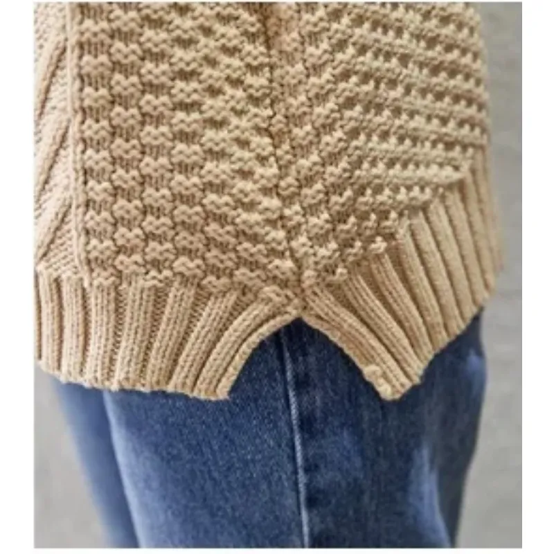 Women's Warm Turtleneck Jumper with Cable Knit Sleeves | Ideal for Autumn/Winter