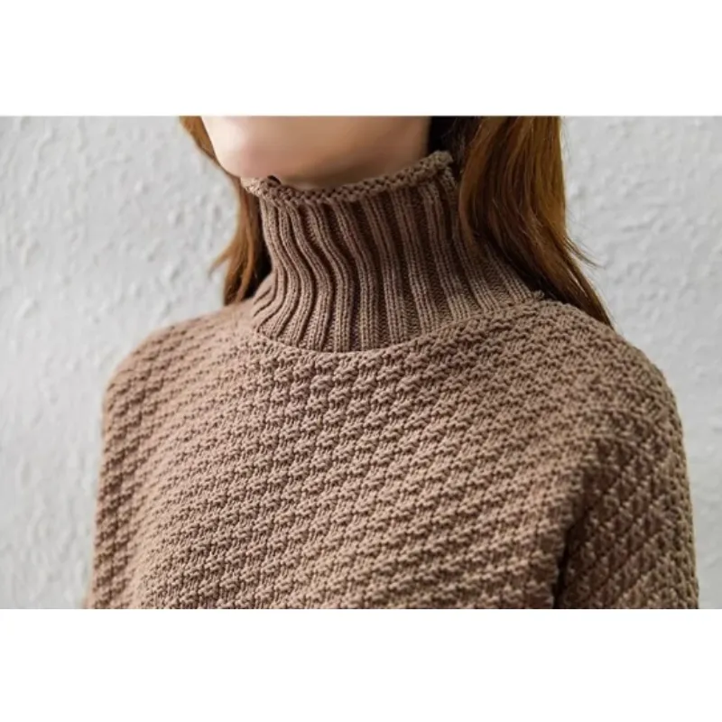 Women's Warm Turtleneck Jumper with Cable Knit Sleeves | Ideal for Autumn/Winter