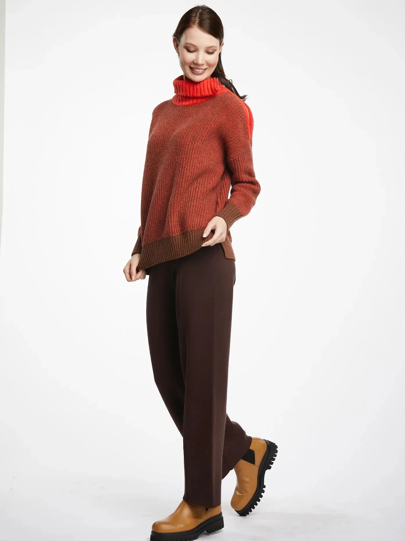 Zaket & Plover Zip Collar Jumper | Timber ZP5141
