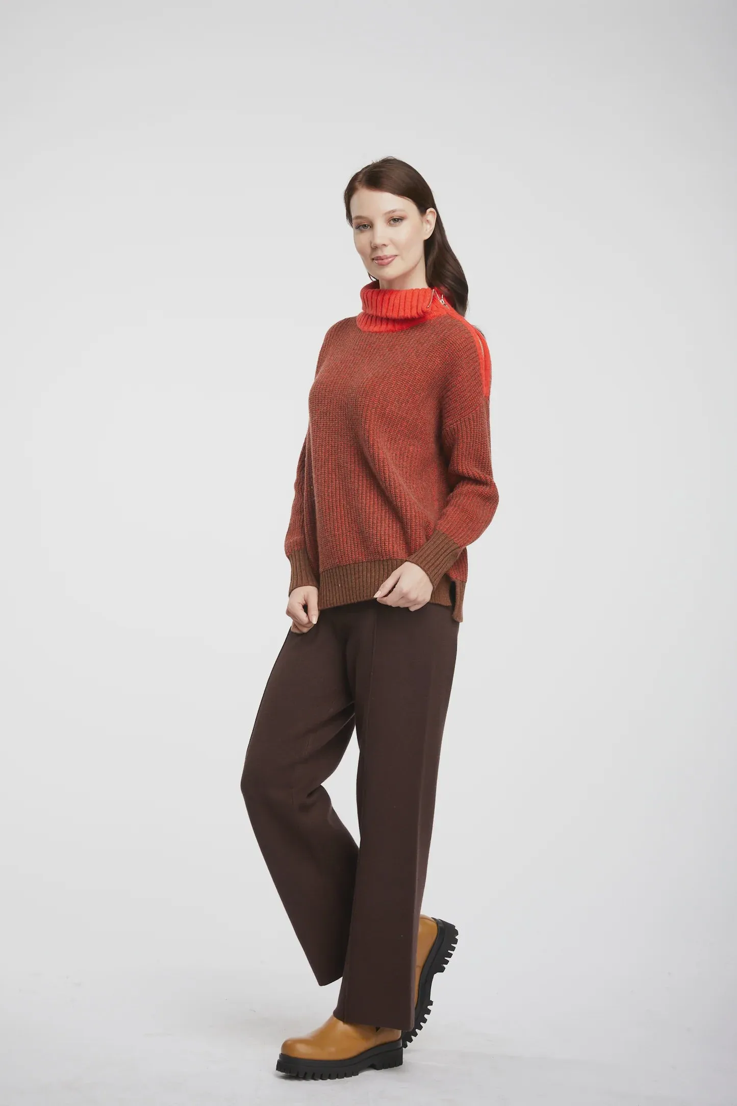 Zaket & Plover Zip Collar Jumper | Timber ZP5141