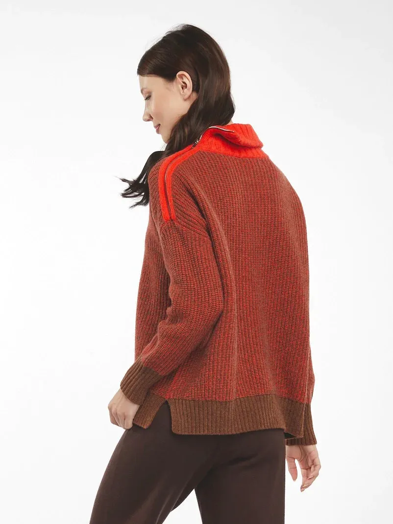 Zaket & Plover Zip Collar Jumper | Timber ZP5141